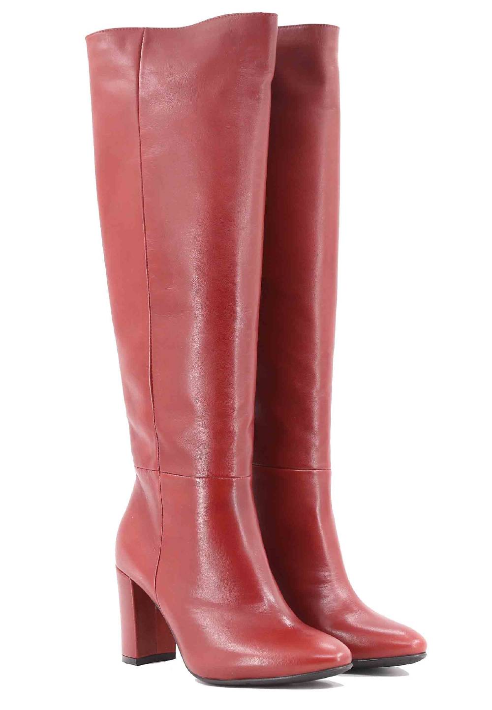 L'ARIANNA Stivali ST1689 a tubo in pelle mattone con punta tonda Offerte
