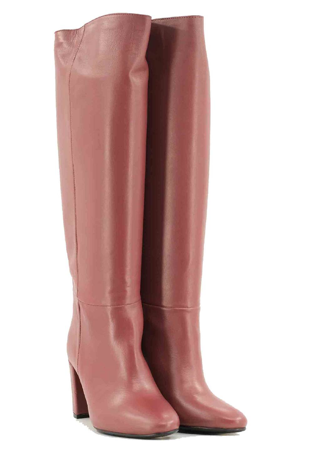 L'ARIANNA Stivali ST1689 a tubo in pelle rosa antico con punta tonda Vendite Flash