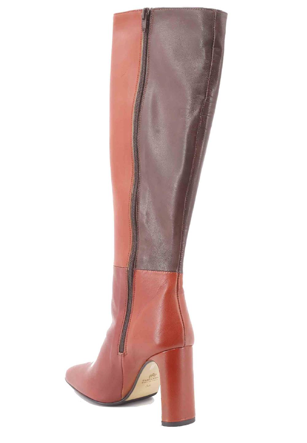 L'ARIANNA Stivali ST1300 patchwork in pelle cuoio e marrone con tacco alto 2025