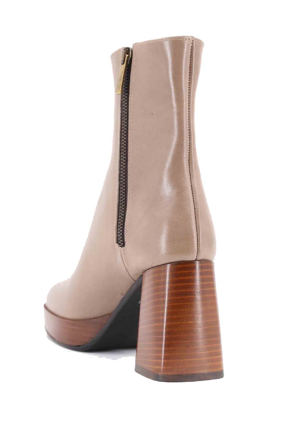 L'ARIANNA Stivaletti TR1665 in pelle taupe con tacco alto e plateau Vendita