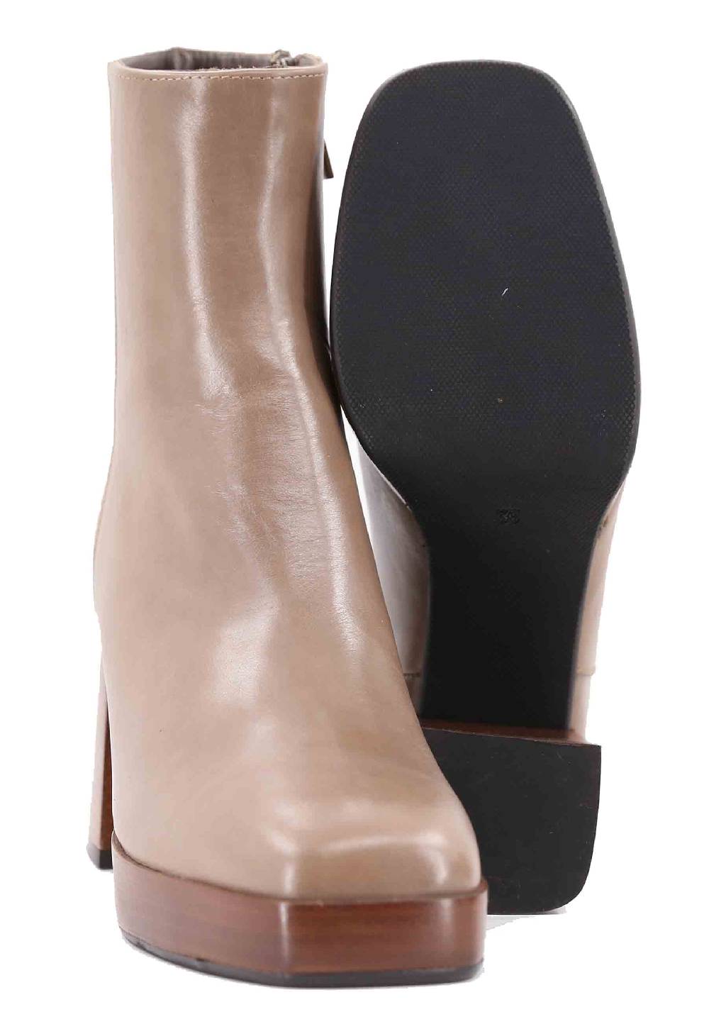 L'ARIANNA Stivaletti TR1665 in pelle taupe con tacco alto e plateau Vendita