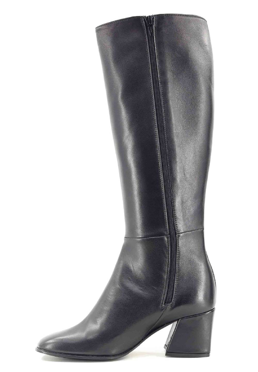 L'ARIANNA Stivali con zip st1302 da donna in pelle nera con punta quadrata Promozione