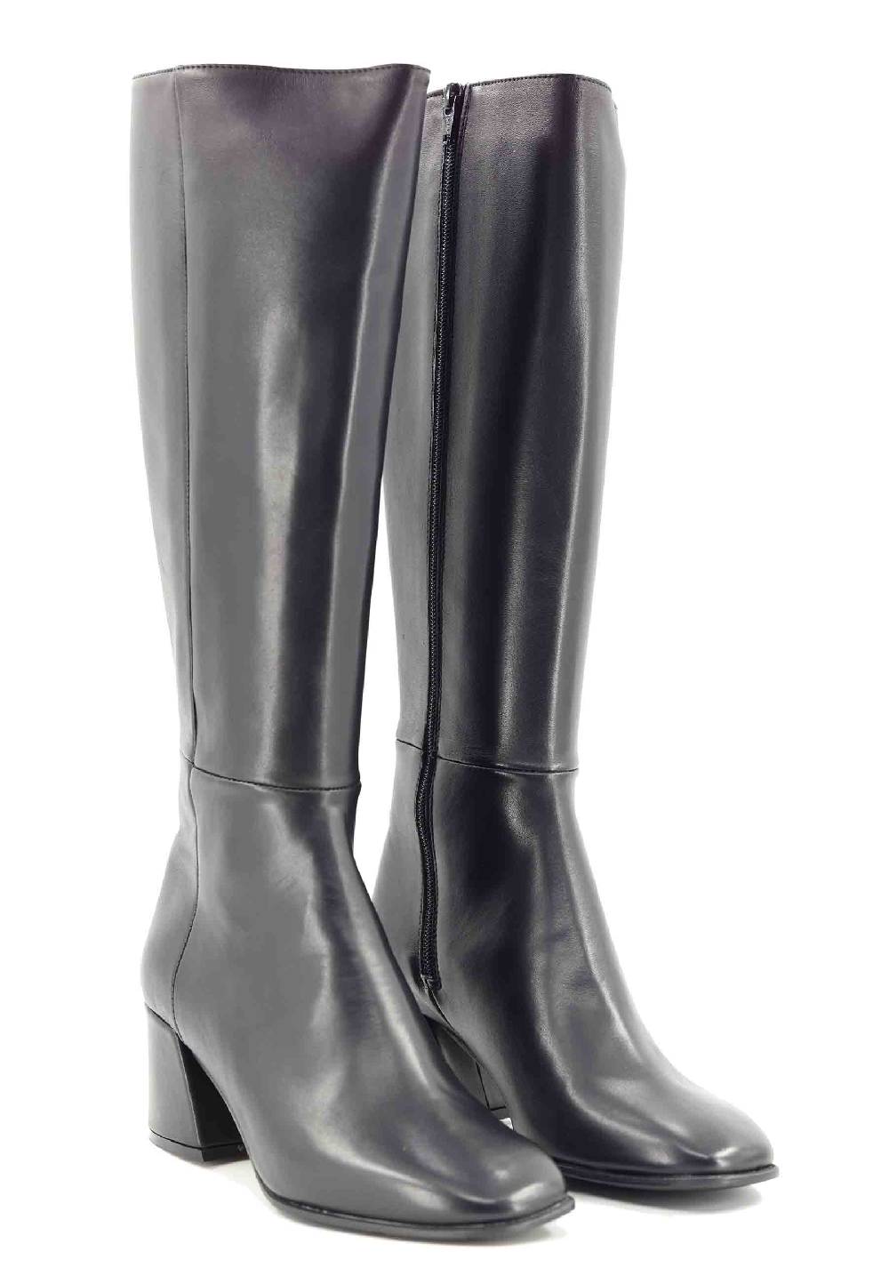 L'ARIANNA Stivali con zip st1302 da donna in pelle nera con punta quadrata Promozione