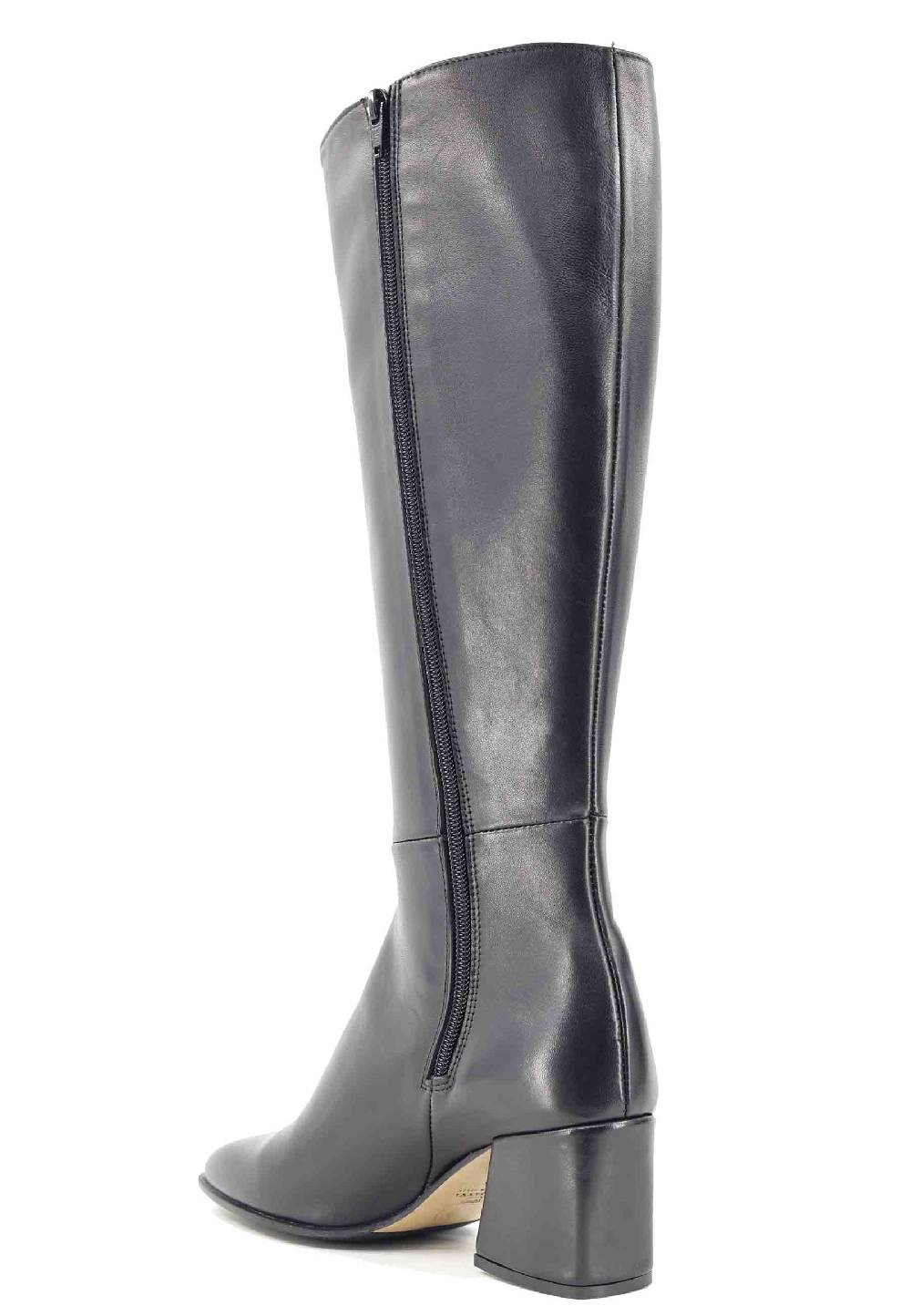 L'ARIANNA Stivali con zip st1302 da donna in pelle nera con punta quadrata Promozione