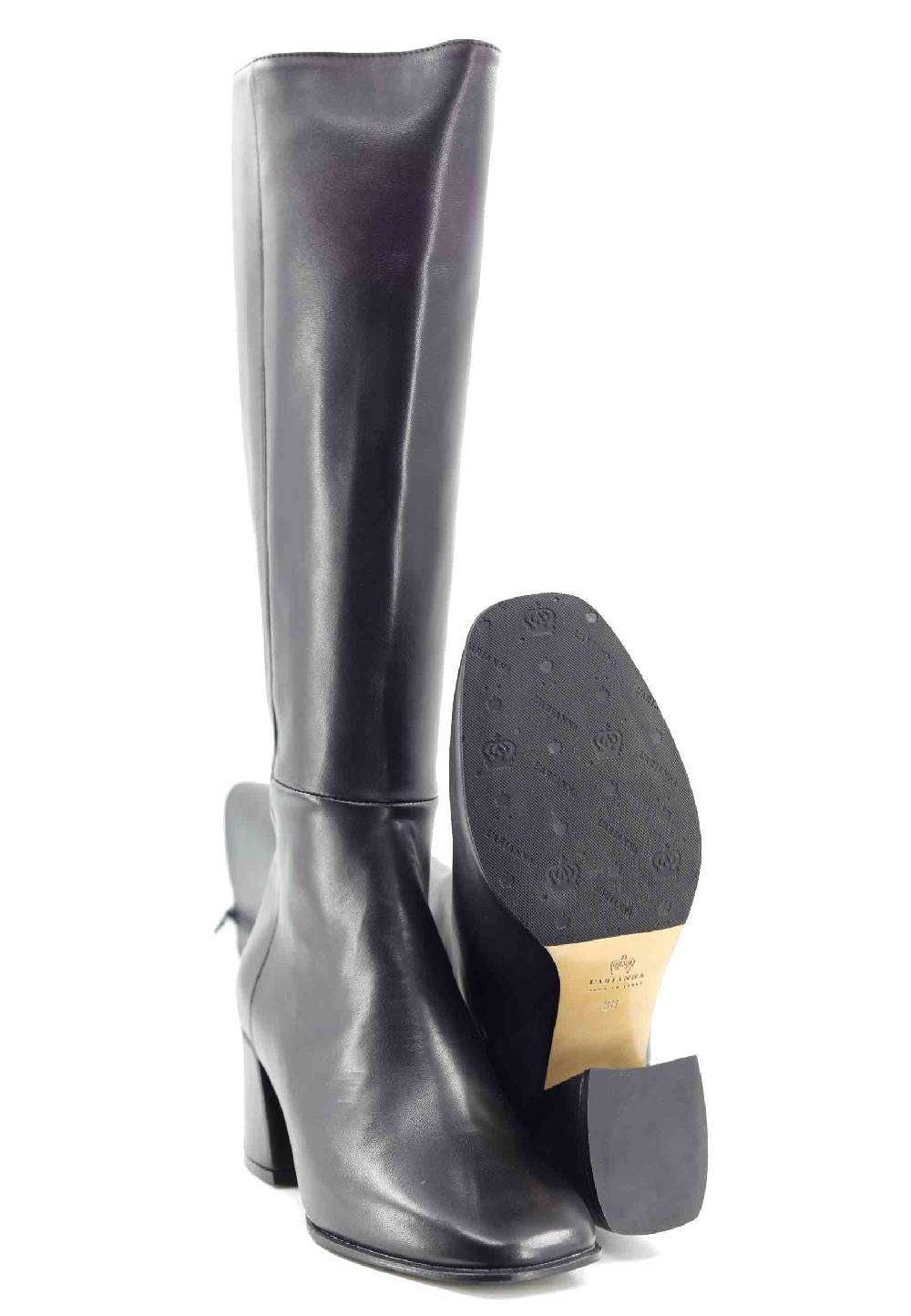 L'ARIANNA Stivali con zip st1302 da donna in pelle nera con punta quadrata Promozione
