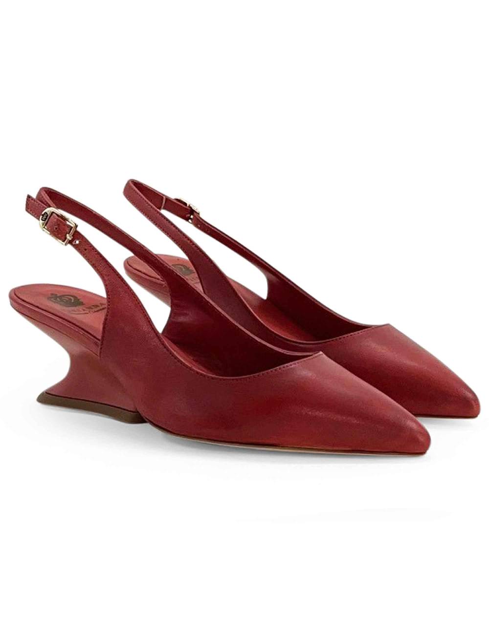 L'ARIANNA decollete ch1754/z slingback color LOBSTER con tacco a zeppa l'arianna Shopping Online