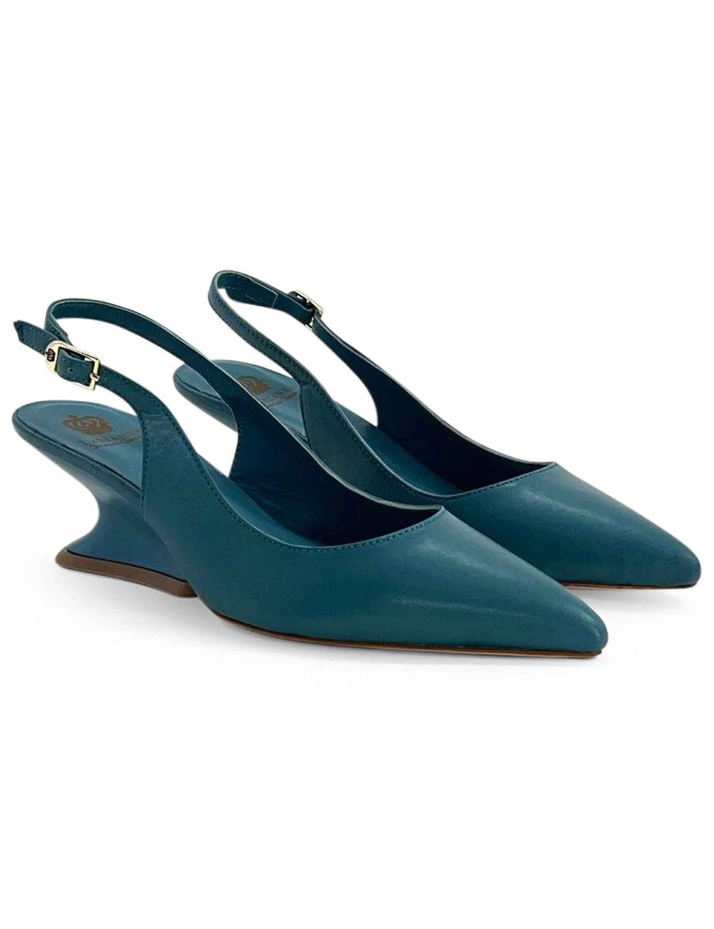L'ARIANNA decollete ch1754/z slingback color ARCADIA con tacco a zeppa l'arianna Prezzo Ridotto
