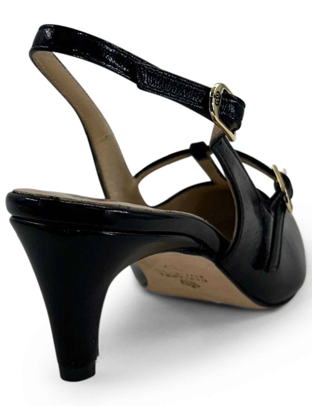 L'ARIANNA Decollete slingback CH1720 da donna in pelle color nero con cinturino Sottocosto