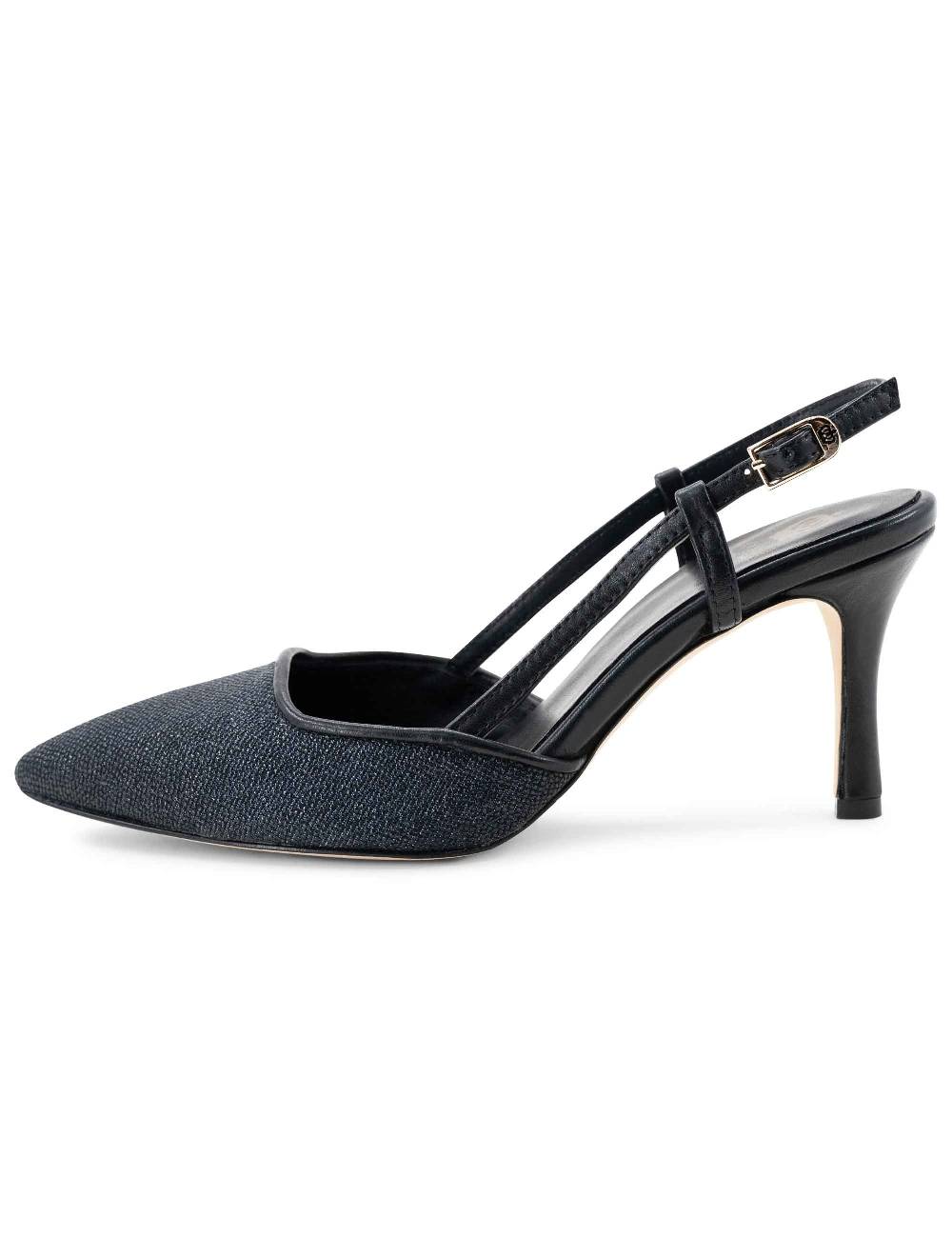 L'ARIANNA decollete slingback ch1725 in tessuto zena dark con cinturino e tacco in pelle nera Online