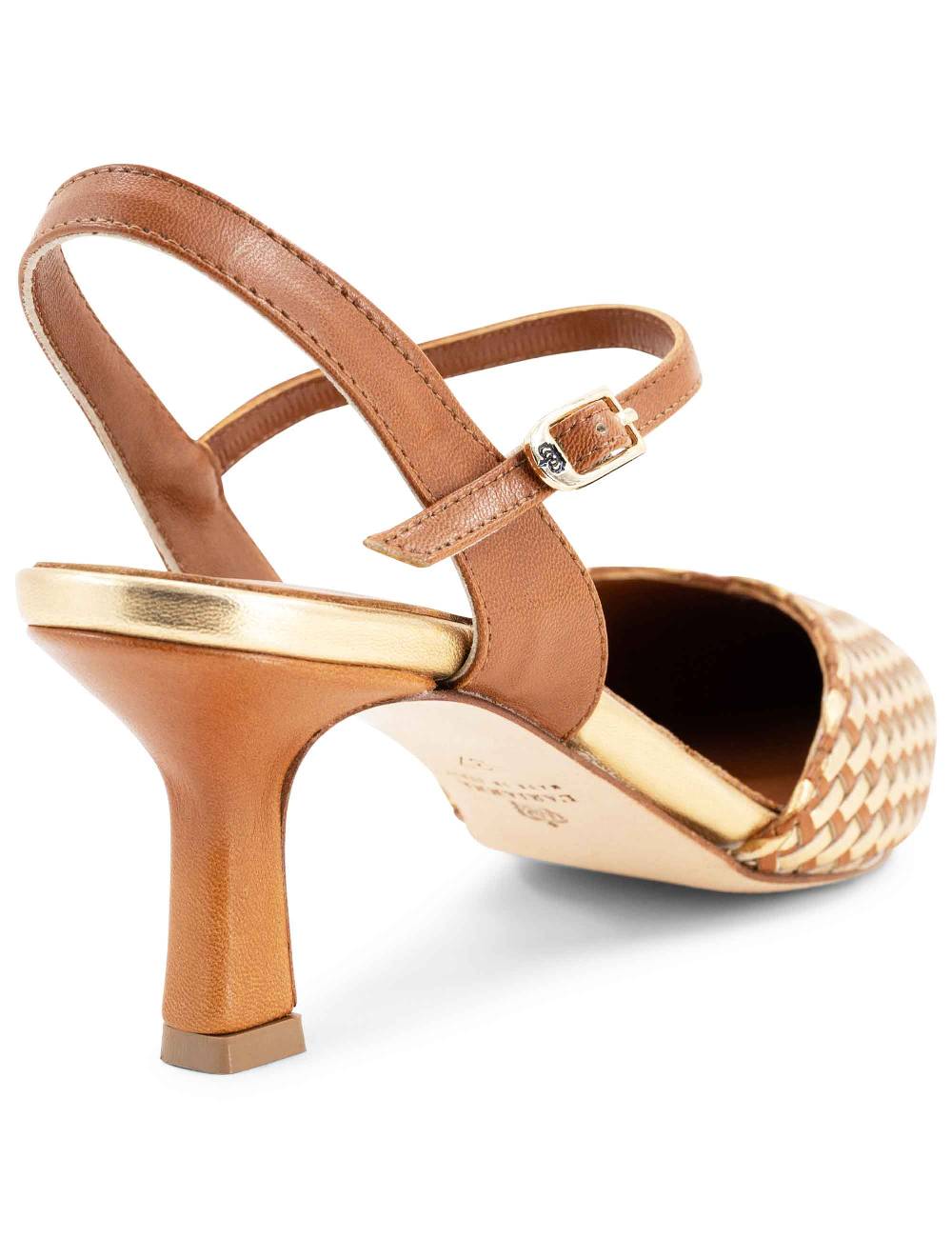 L'ARIANNA Decollete DE1540/rt da donna in cuoio e oro con cinturino alla caviglia Outlet