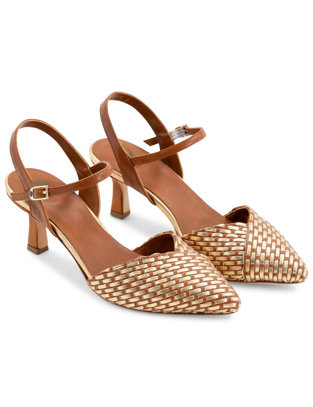 L'ARIANNA Decollete DE1540/rt da donna in cuoio e oro con cinturino alla caviglia Outlet