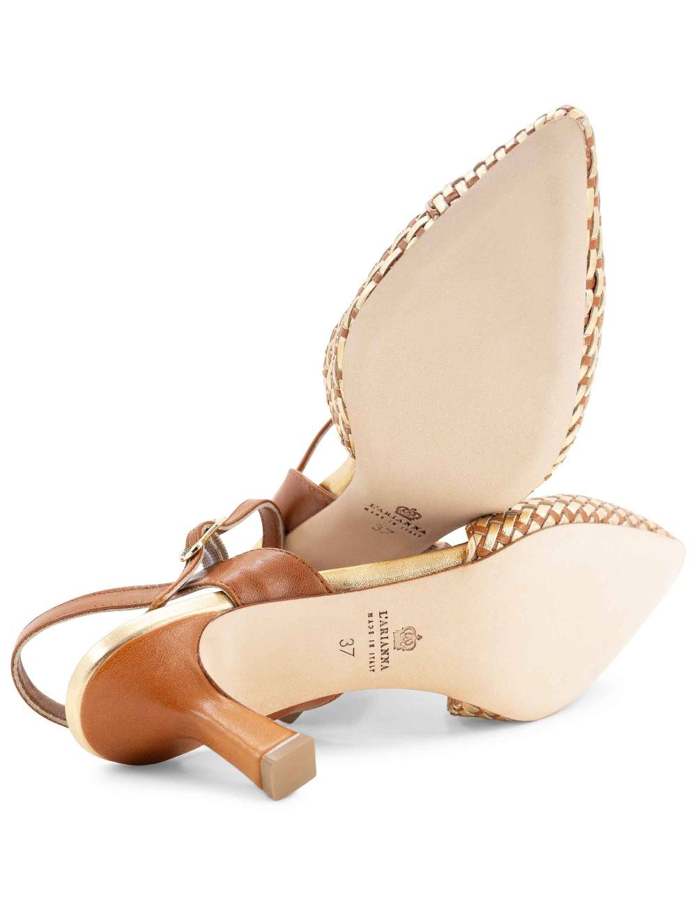 L'ARIANNA Decollete DE1540/rt da donna in cuoio e oro con cinturino alla caviglia Outlet