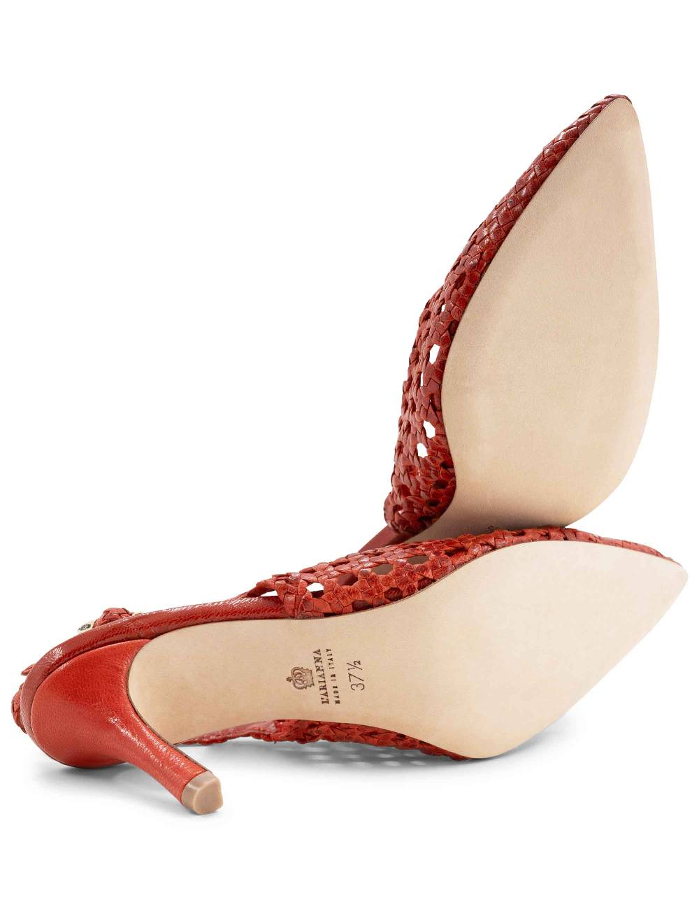 L'ARIANNA Decollete CH1619/RT slingback in pelle intrecciata ARANCIONE tacco alto Hotsell