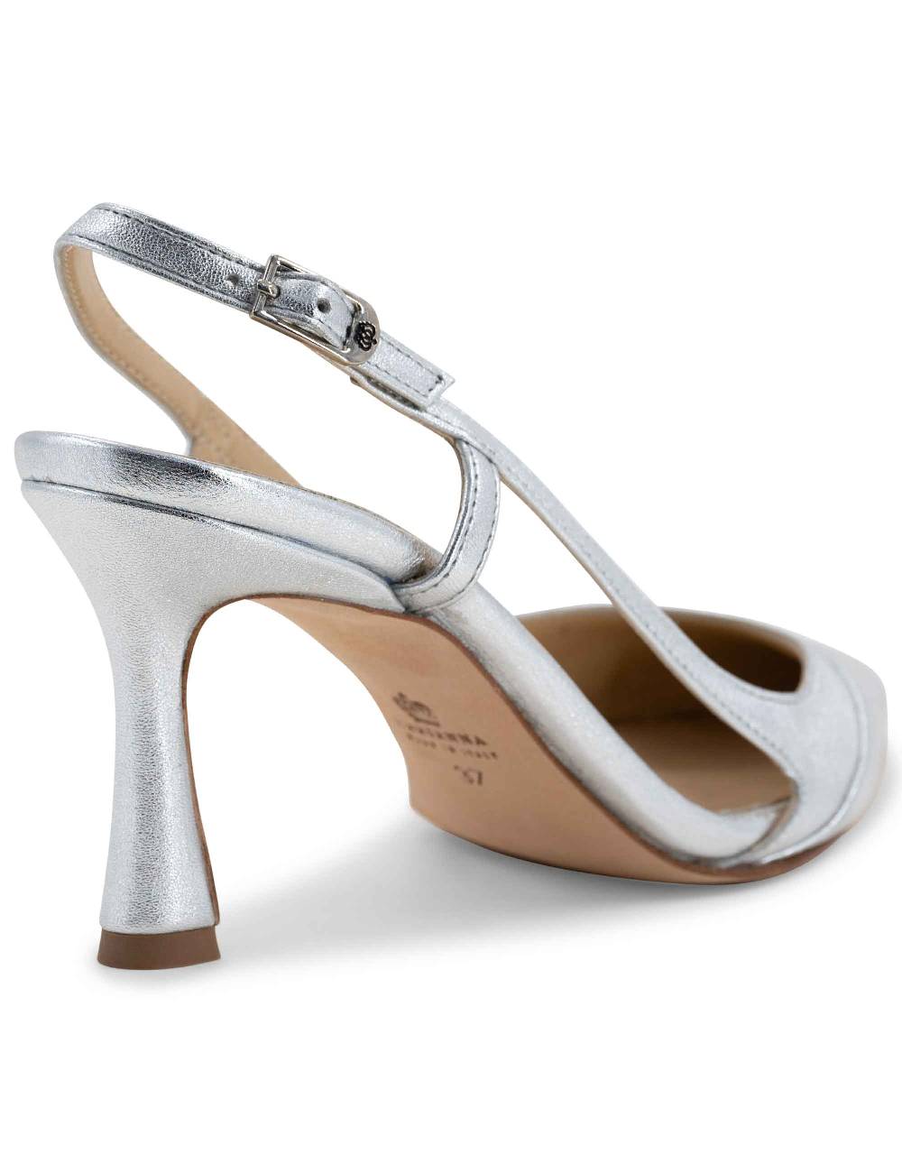 L'ARIANNA Decollete slingback ch1605/rt donna in pelle lamin argento con tacco alto l'arianna Vendita Calda
