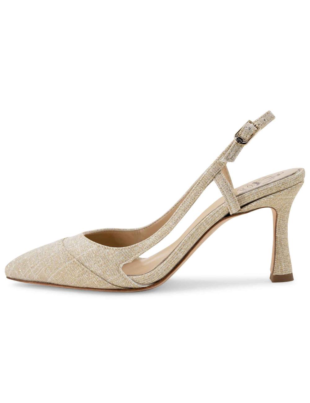 L'ARIANNA Decollete slingback ch1605/rt donna in tessuto sirio platino tacco alto l'arianna Negozio
