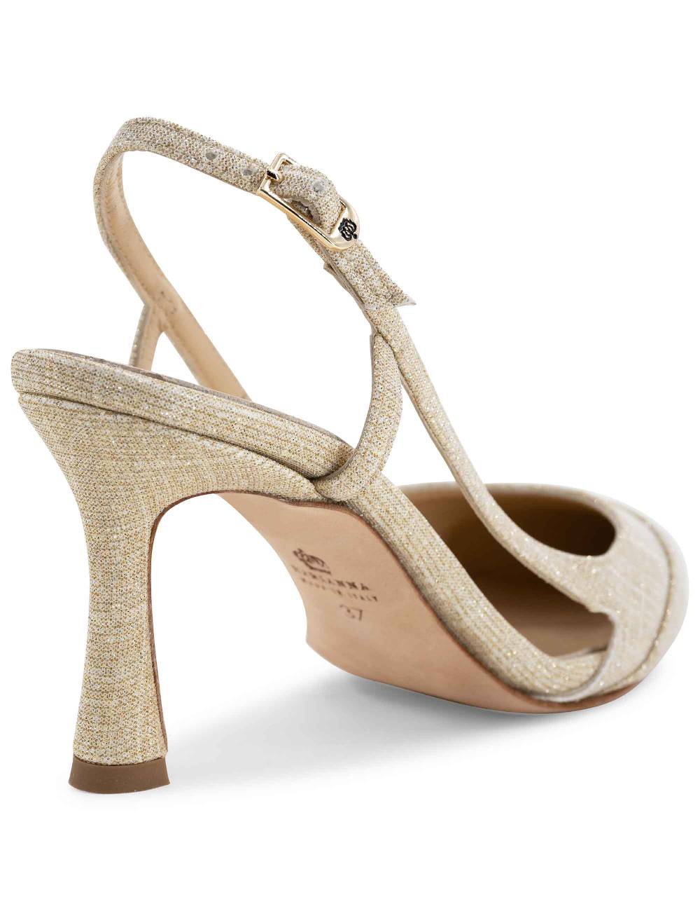 L'ARIANNA Decollete slingback ch1605/rt donna in tessuto sirio platino tacco alto l'arianna Negozio