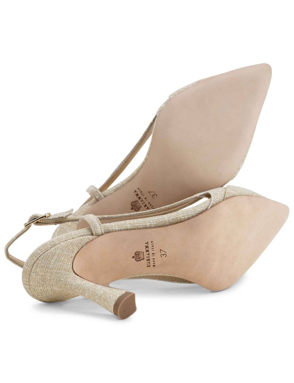 L'ARIANNA Decollete slingback ch1605/rt donna in tessuto sirio platino tacco alto l'arianna Negozio