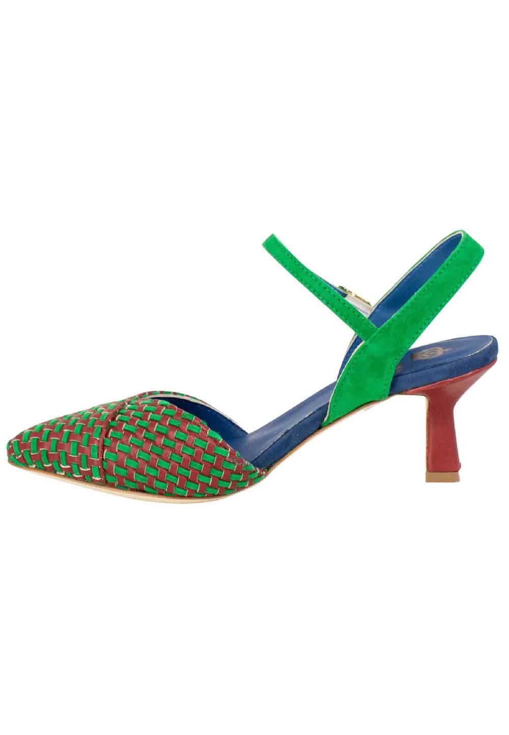L'ARIANNA Decollete DE1540/rt da donna in camoscio mattone e verde con cinturino alla caviglia In Saldo