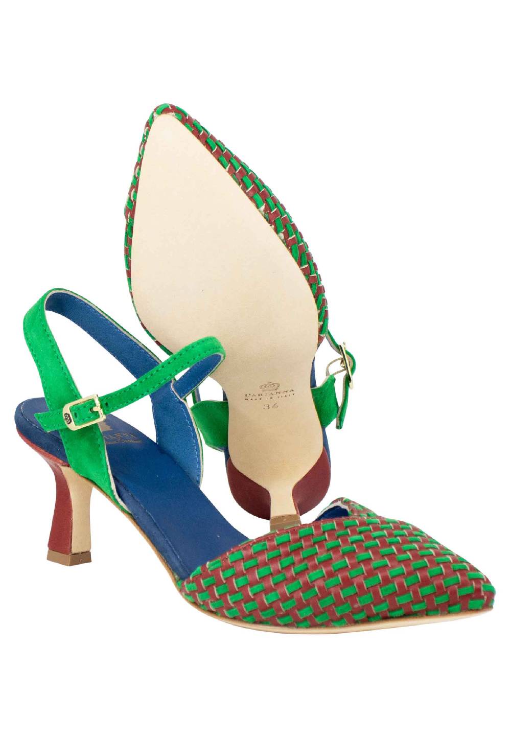 L'ARIANNA Decollete DE1540/rt da donna in camoscio mattone e verde con cinturino alla caviglia In Saldo