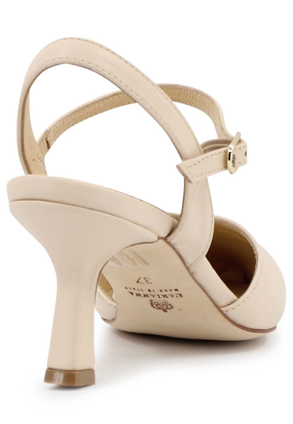 L'ARIANNA Decollete de1541 donna in pelle beige con cinturino alla caviglia 2025