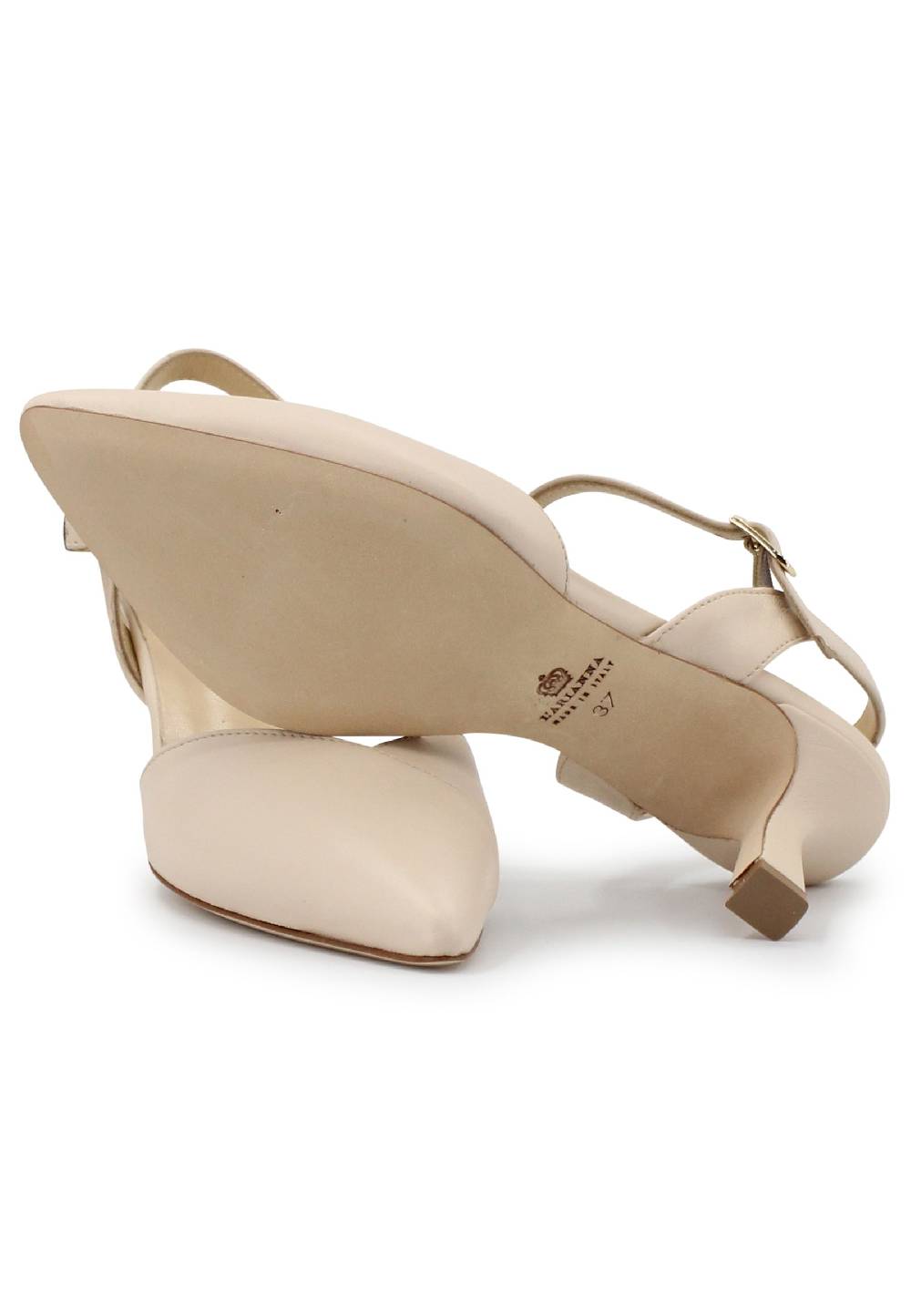 L'ARIANNA Decollete de1541 donna in pelle beige con cinturino alla caviglia 2025