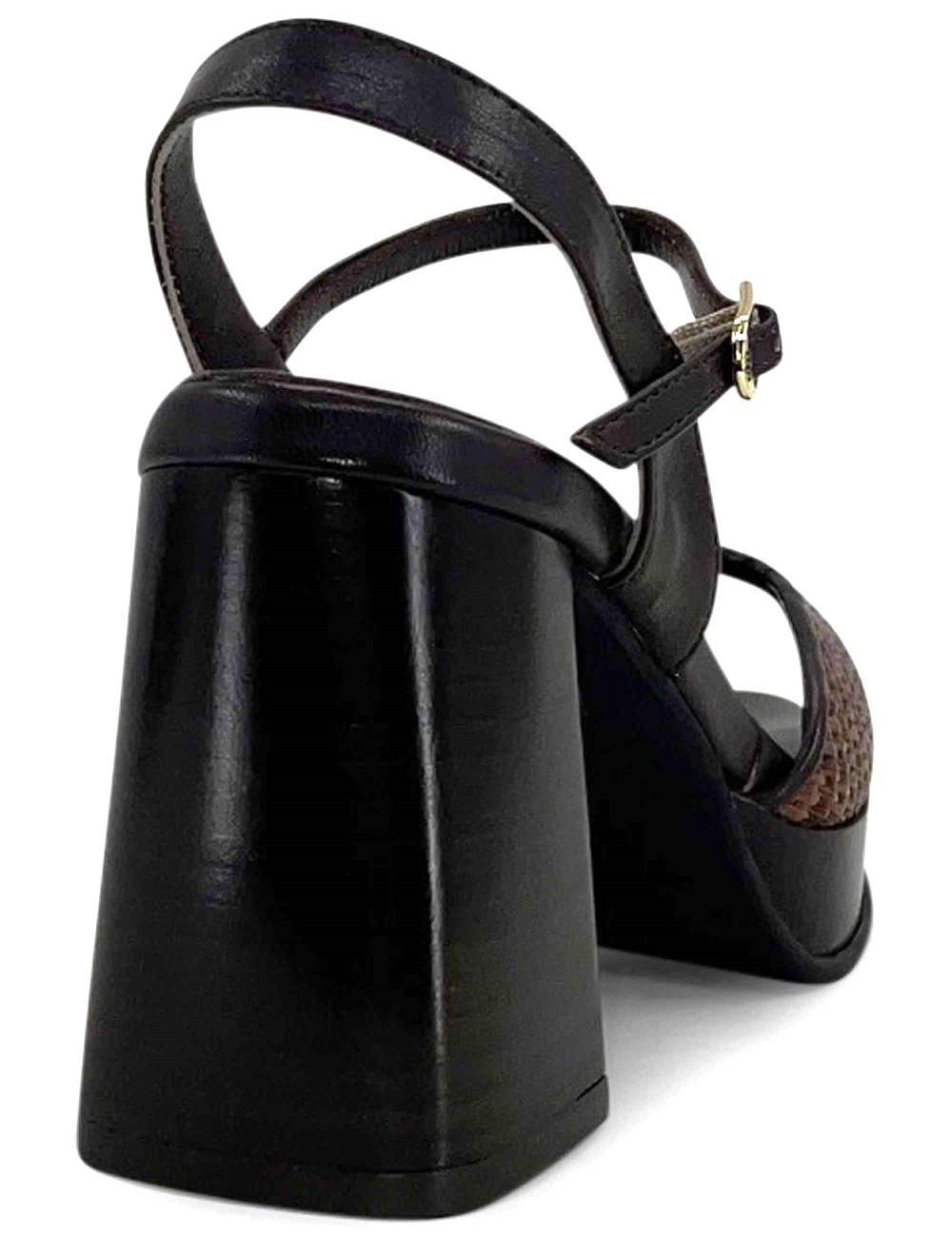 L'ARIANNA sandali ds1738/c in pitti moro con plateu e cinturino in pelle alla caviglia Italia