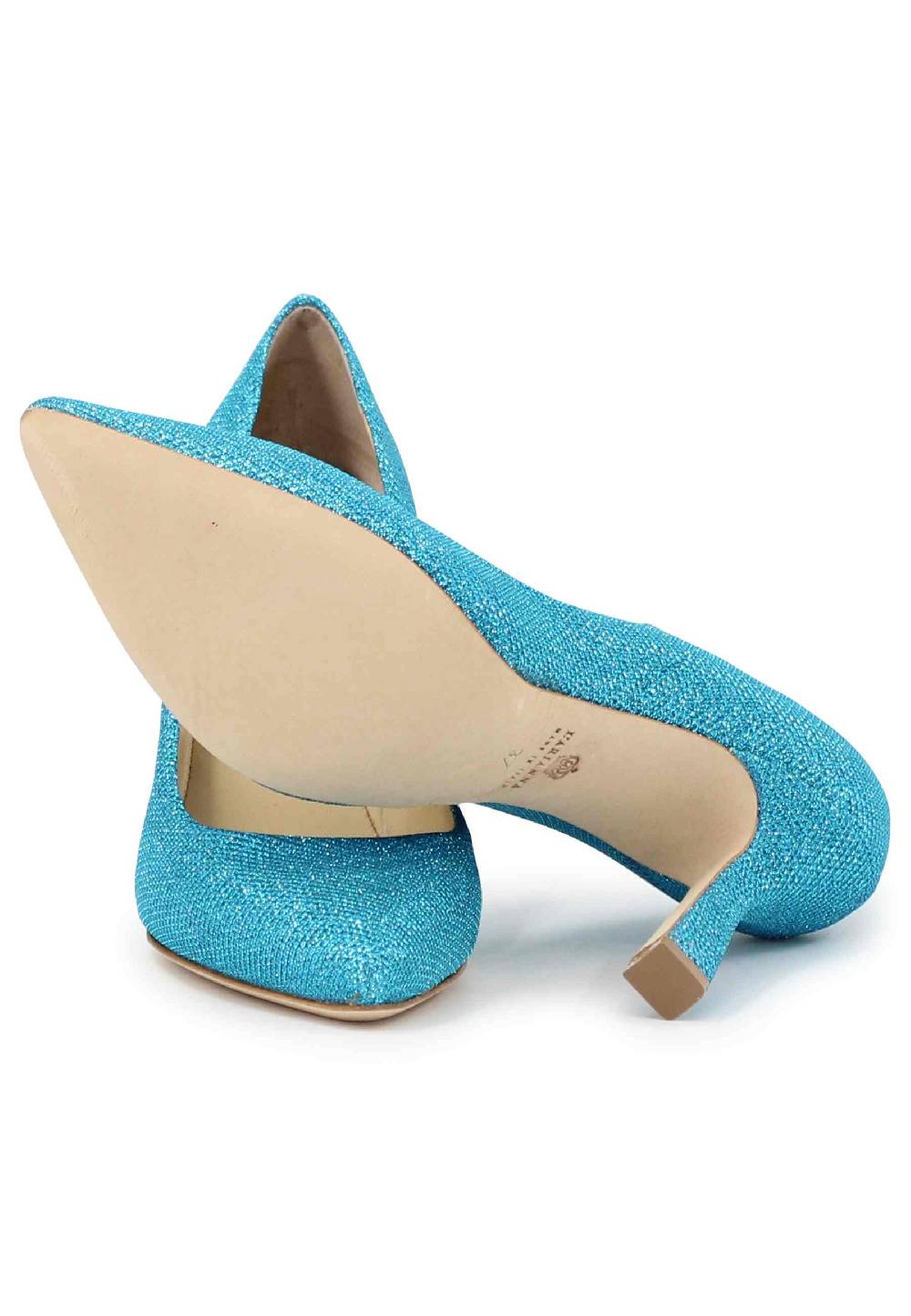 L'ARIANNA Decollete DE1002/RT donna in tessuto lux azzurro con tacco alto In Linea