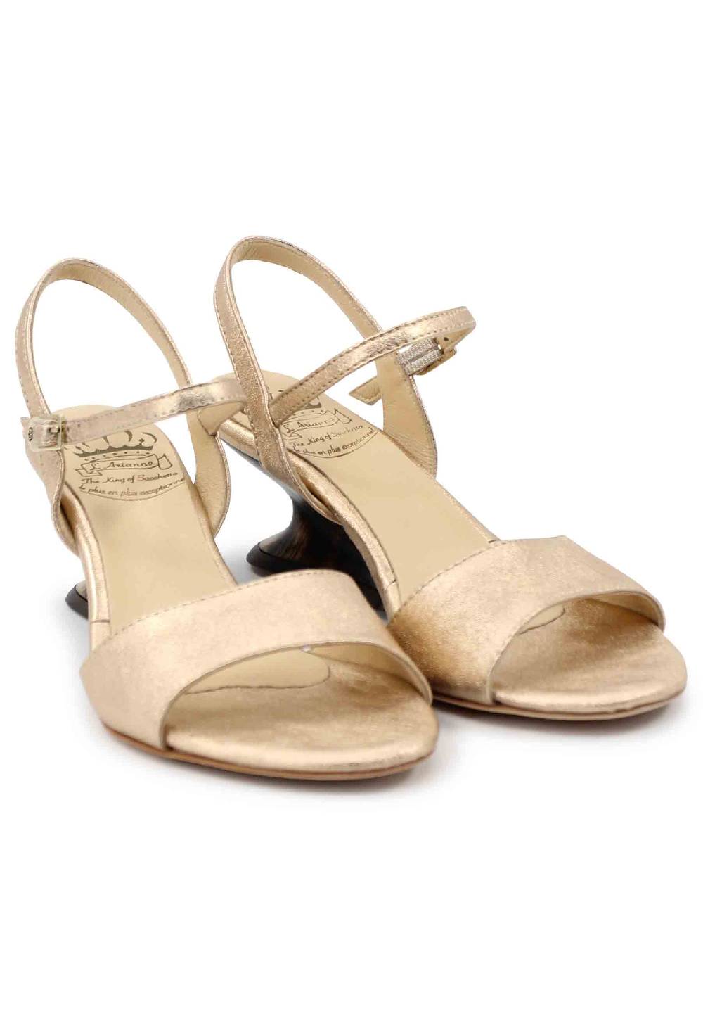 L'ARIANNA Sandali donna in pelle laminata nude con zeppa bassa Vendita