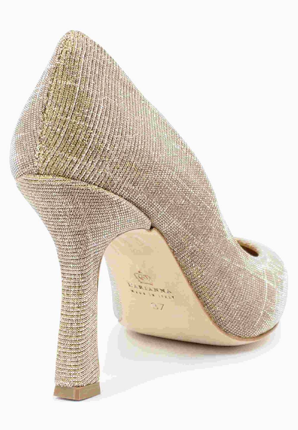 L'ARIANNA Decollete DE1002/RT in tessuto lux oro con tacco alto Comprane uno, ottenene uno gratis