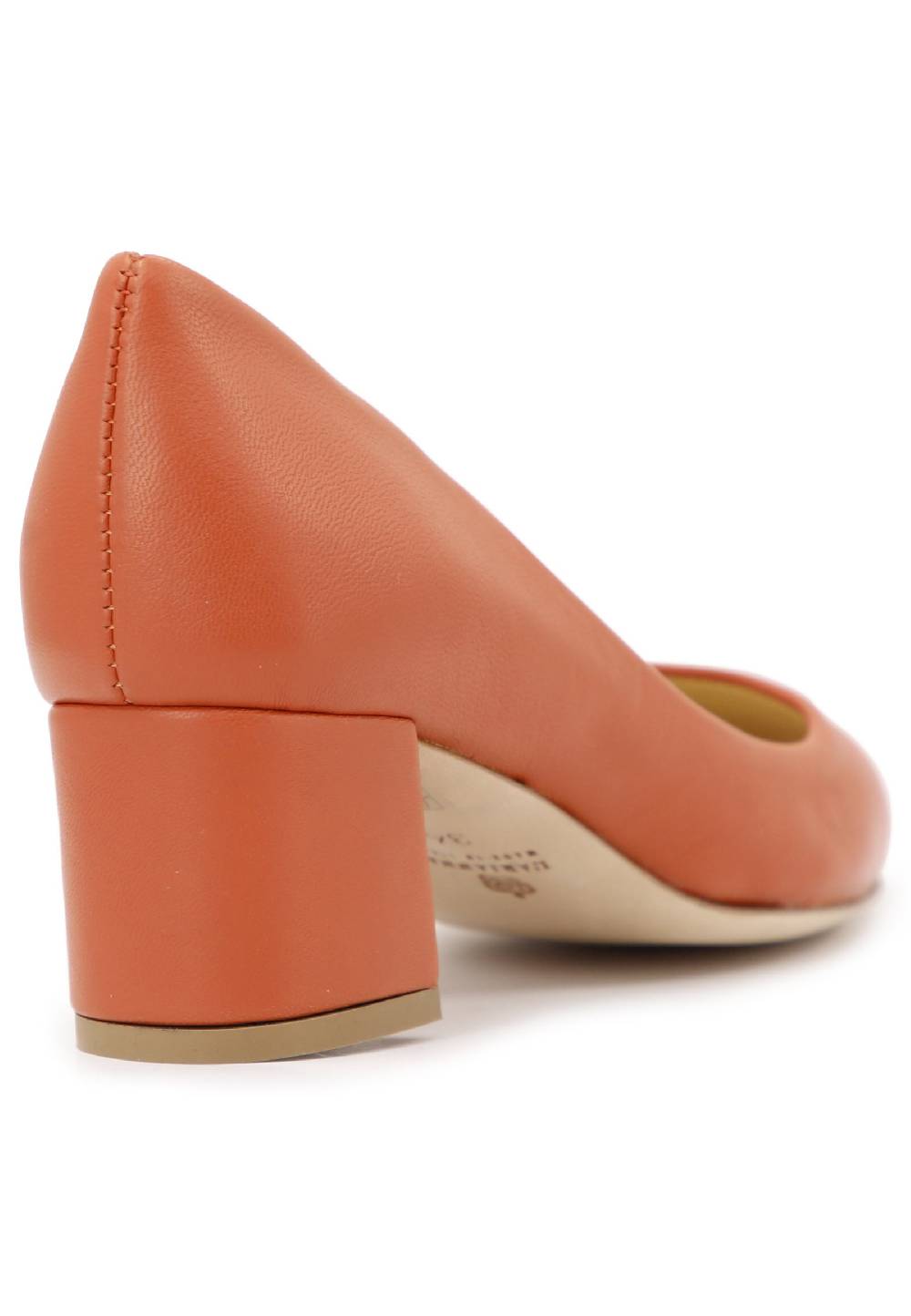 L'ARIANNA Decollete donna in pelle arancio con tacco basso e punta tonda Soddisfazione Garantita