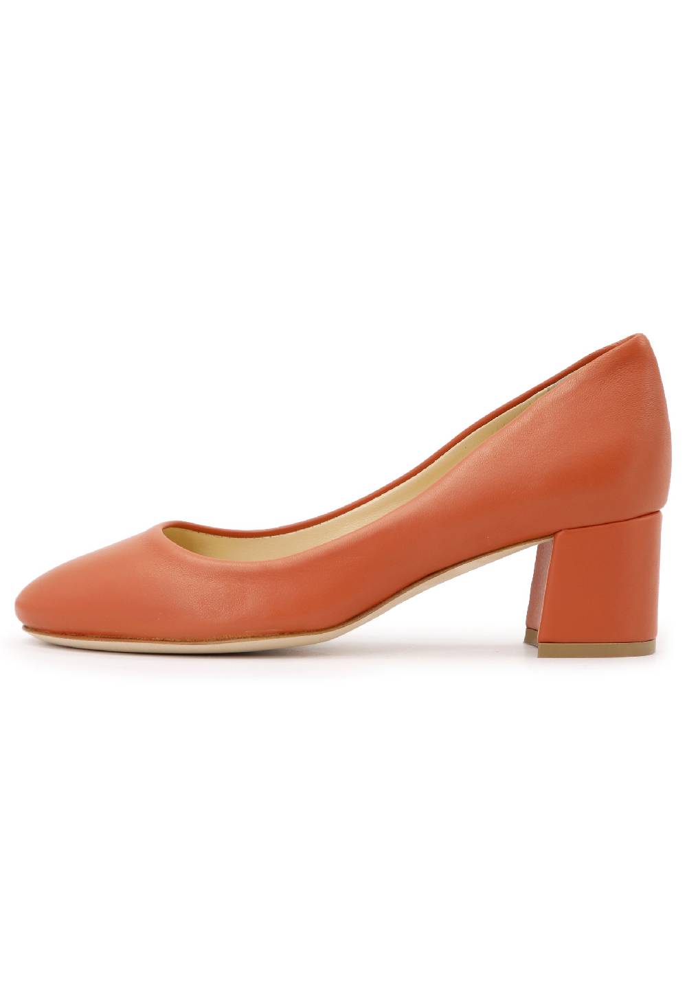 L'ARIANNA Decollete donna in pelle arancio con tacco basso e punta tonda Soddisfazione Garantita