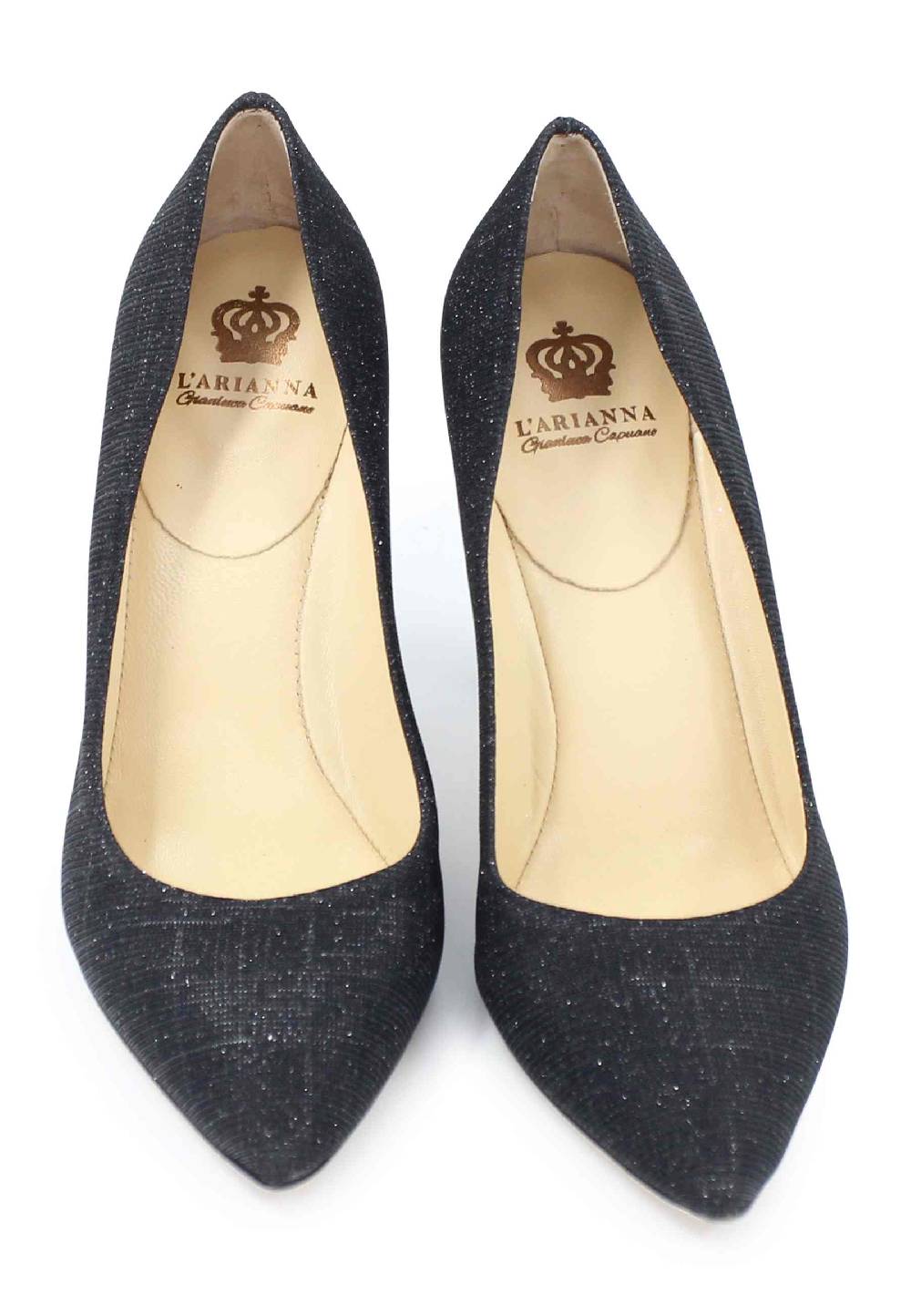 L'ARIANNA Decollete DE1002/RT donna in tessuto blu notte lux con tacco alto tono su tono Negozi Online