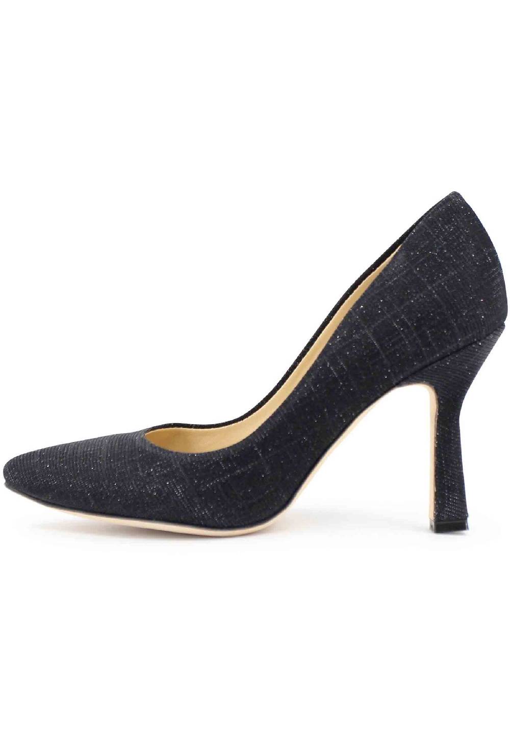 L'ARIANNA Decollete DE1002/RT donna in tessuto blu notte lux con tacco alto tono su tono Negozi Online