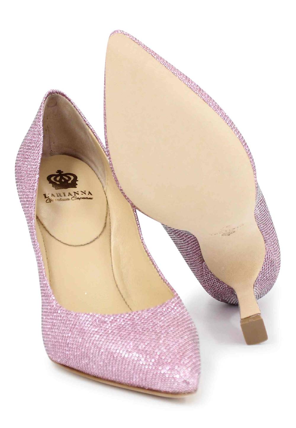 L'ARIANNA Decollete DE1002/RT donna in tessuto lux rosa con tacco alto Fino Al -60%
