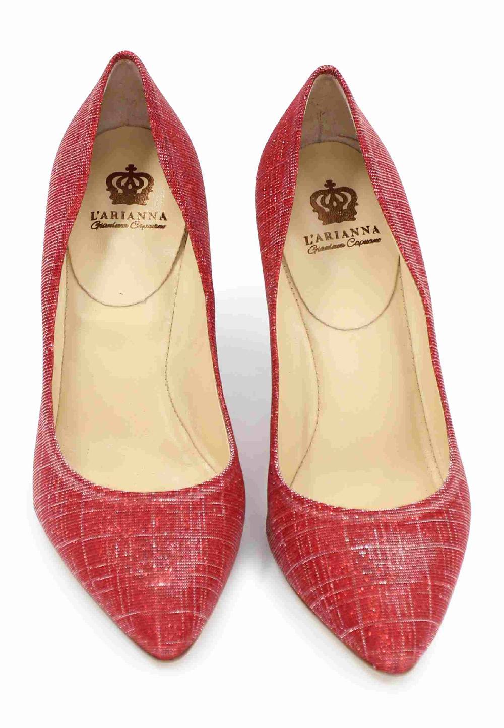 L'ARIANNA Decollete DE1002/RT donna in tessuto lux rosso con tacco alto Affare Del Giorno