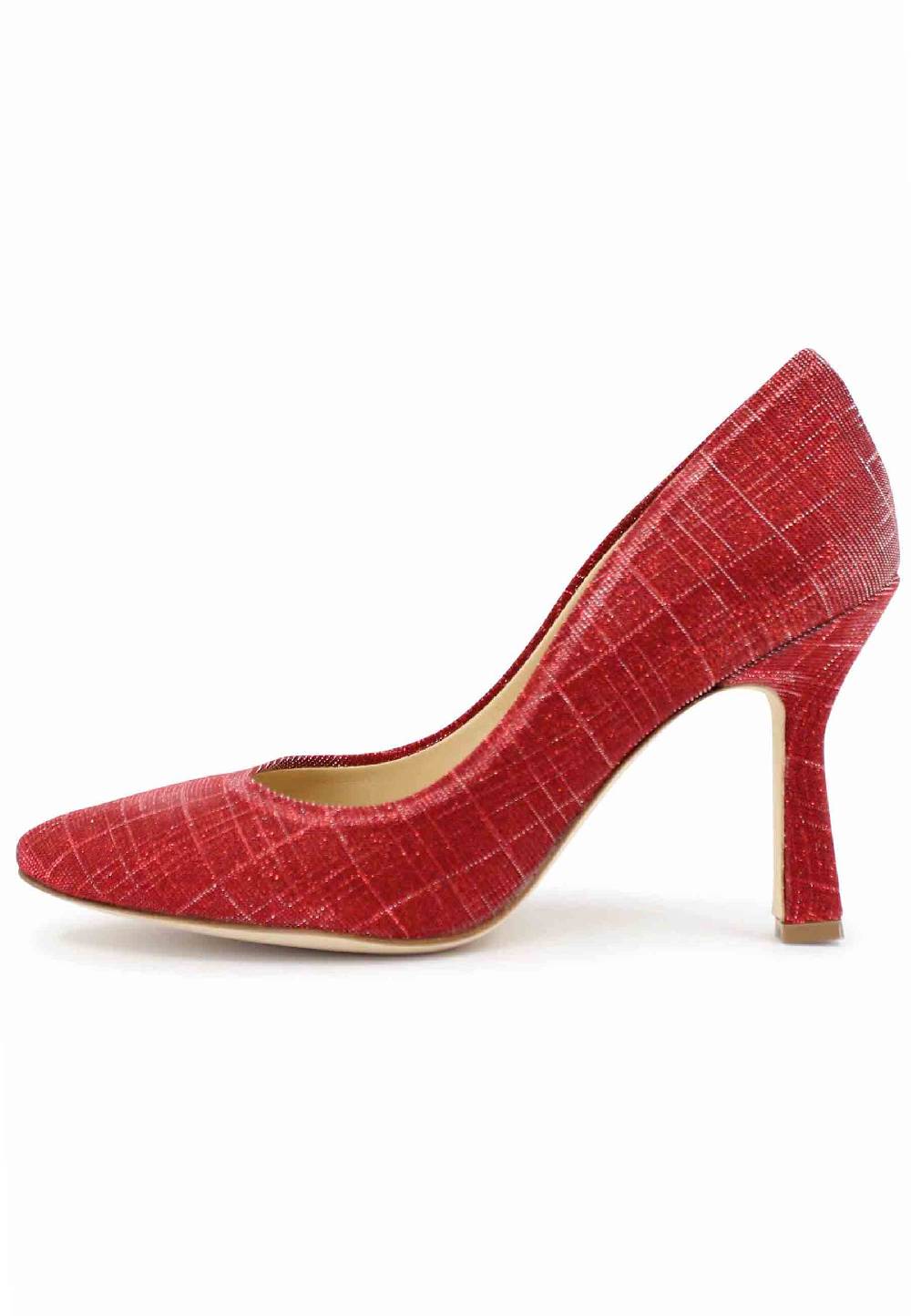 L'ARIANNA Decollete DE1002/RT donna in tessuto lux rosso con tacco alto Affare Del Giorno