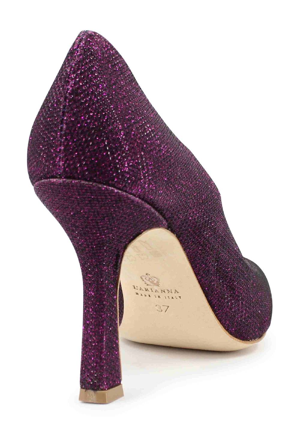 L'ARIANNA Decollete DE1002/RT donna in tessuto lux viola con tacco alto Ultimi due giorni