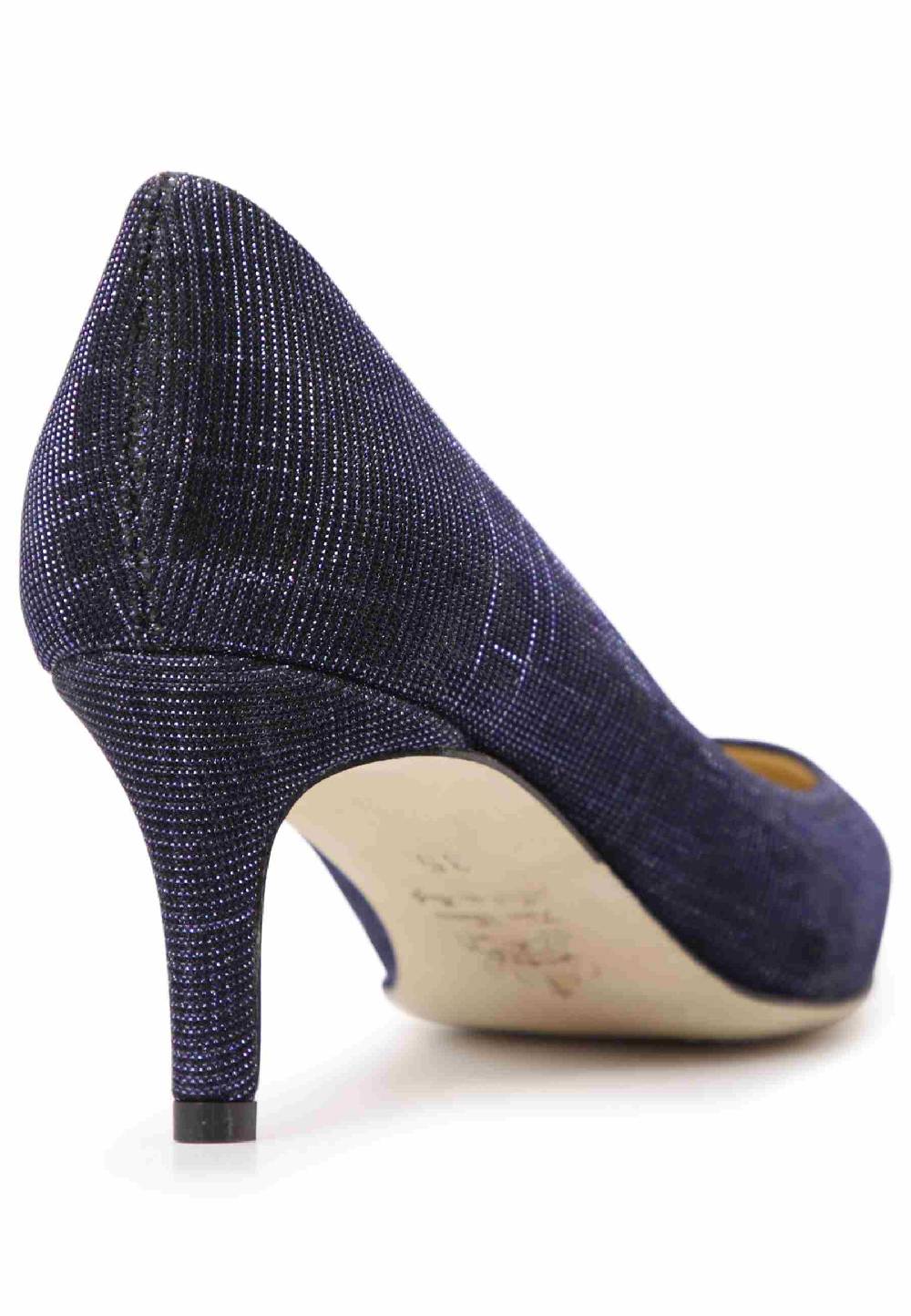 L'ARIANNA Decollete donna in tessuto lux blu con tacco sottile Sconto