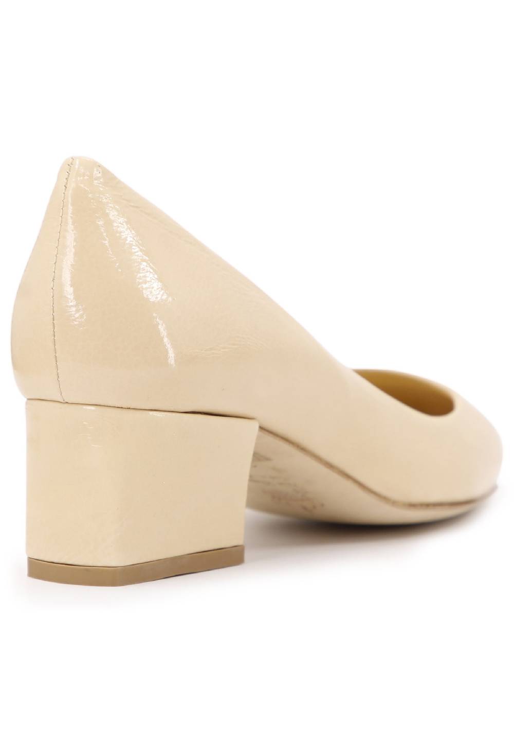 L'ARIANNA Decollete donna in vernice beige con tacco basso e punta tonda Offerta