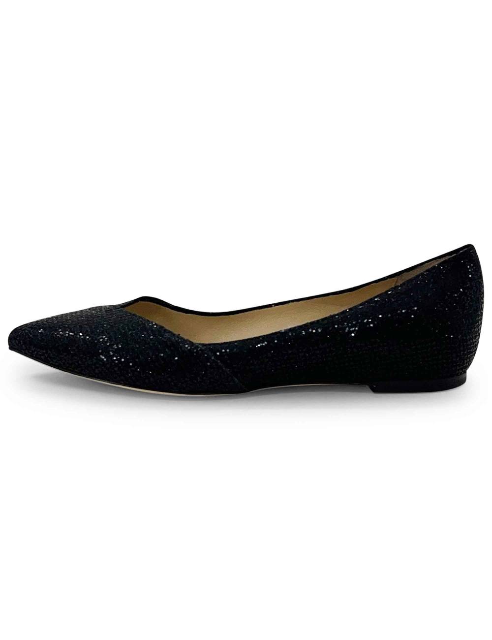 L'ARIANNA Ballerine bl1466 da donna in tessuto glitter moon nero con tacco basso l'arianna Outlet