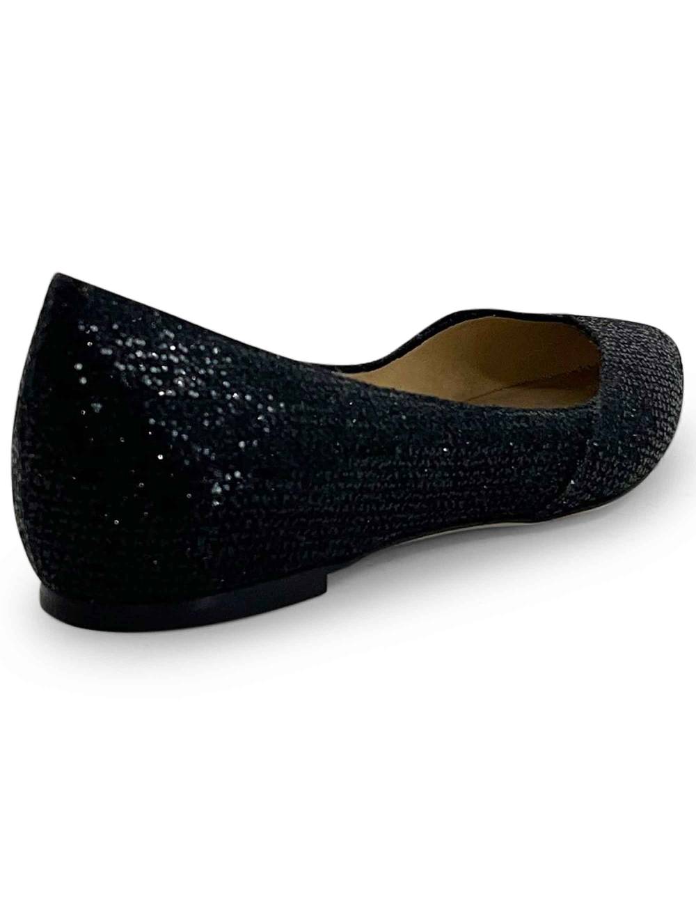 L'ARIANNA Ballerine bl1466 da donna in tessuto glitter moon nero con tacco basso l'arianna Outlet