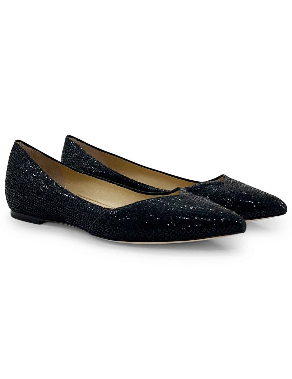 L'ARIANNA Ballerine bl1466 da donna in tessuto glitter moon nero con tacco basso l'arianna Outlet