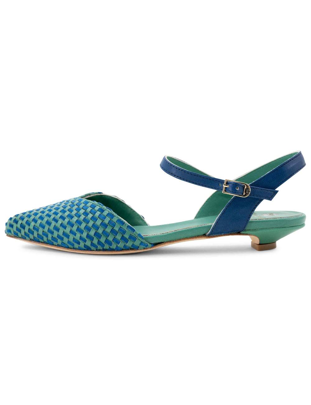 L'ARIANNA Ballerine BL1488/rt da donna in pelle verde e camoscio oceano con cinturino alla caviglia L'Arianna Vendita Calda