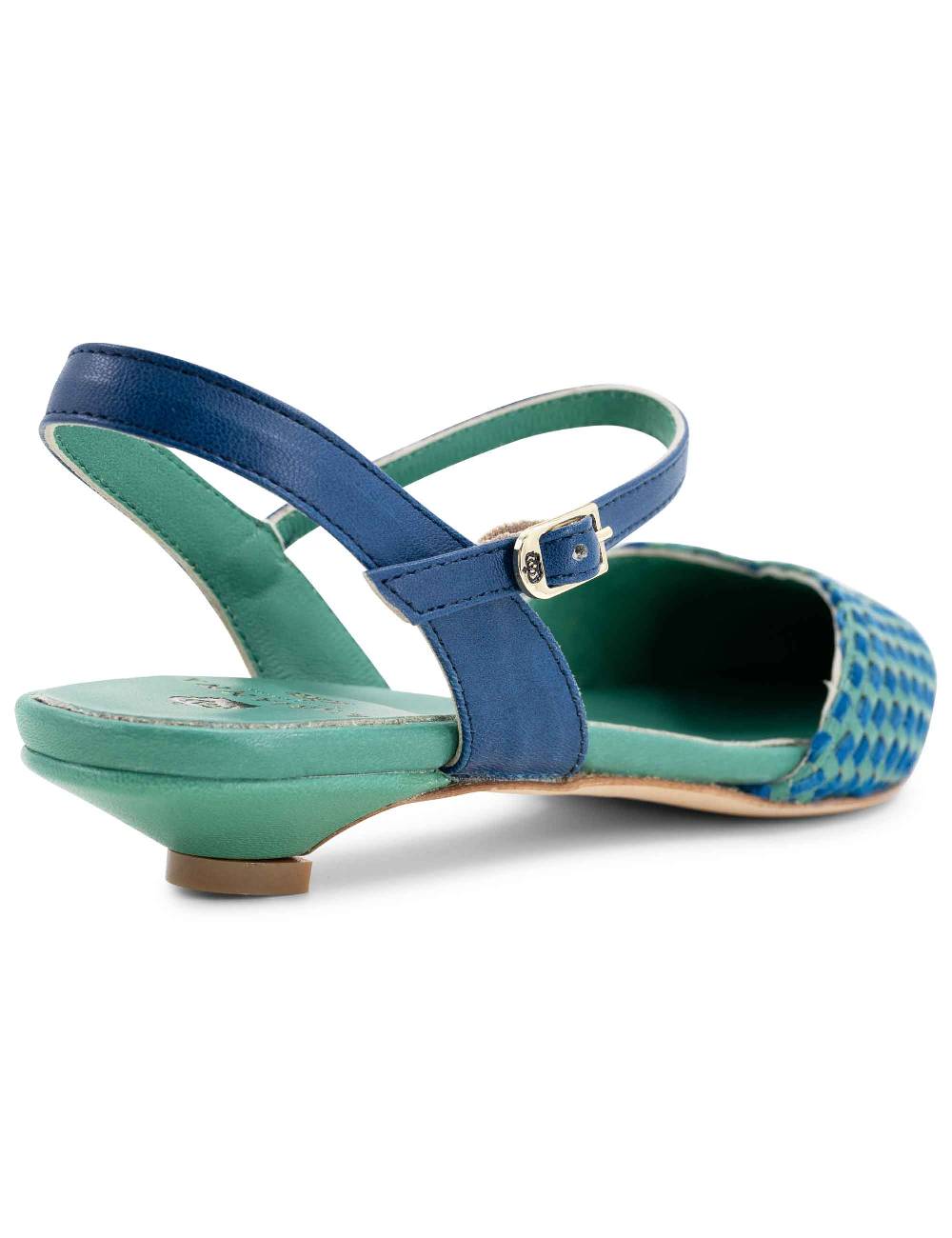 L'ARIANNA Ballerine BL1488/rt da donna in pelle verde e camoscio oceano con cinturino alla caviglia L'Arianna Vendita Calda