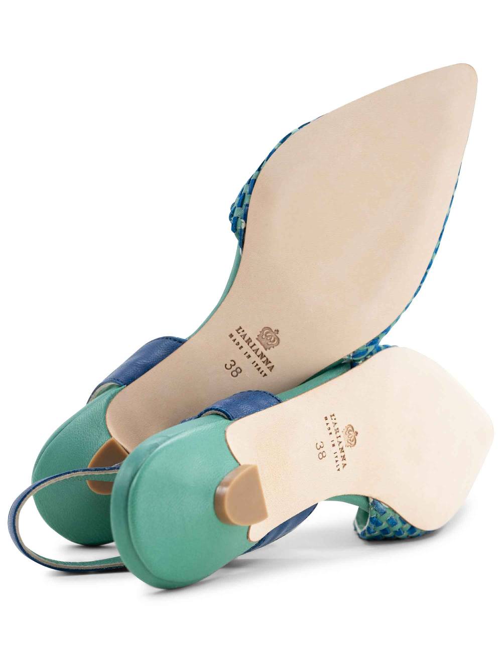 L'ARIANNA Ballerine BL1488/rt da donna in pelle verde e camoscio oceano con cinturino alla caviglia L'Arianna Vendita Calda
