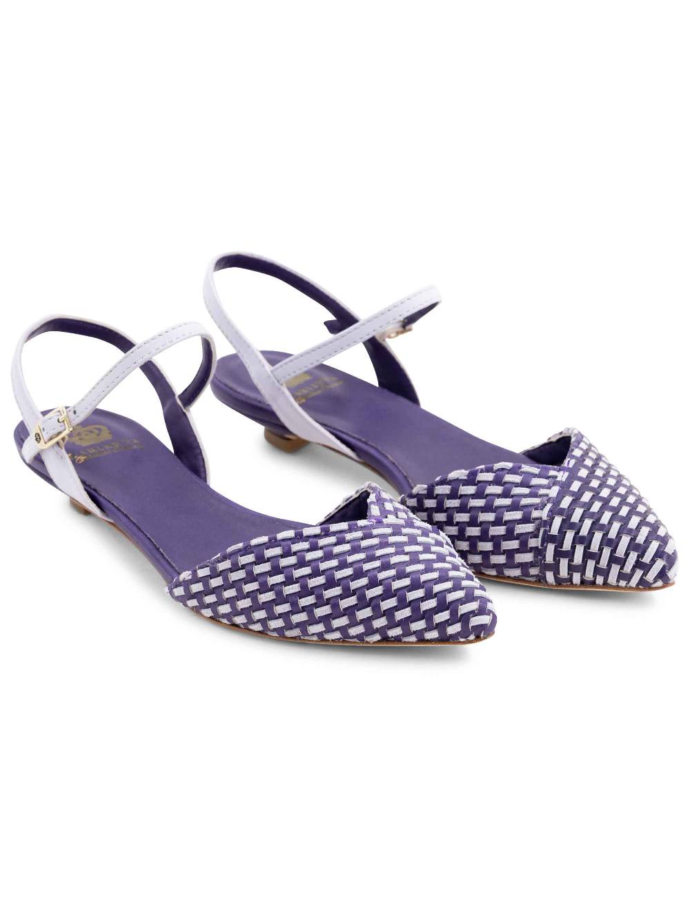 L'ARIANNA Ballerine BL1488/rt da donna in pelle viola e camoscio perla con cinturino alla caviglia Vendita Economica