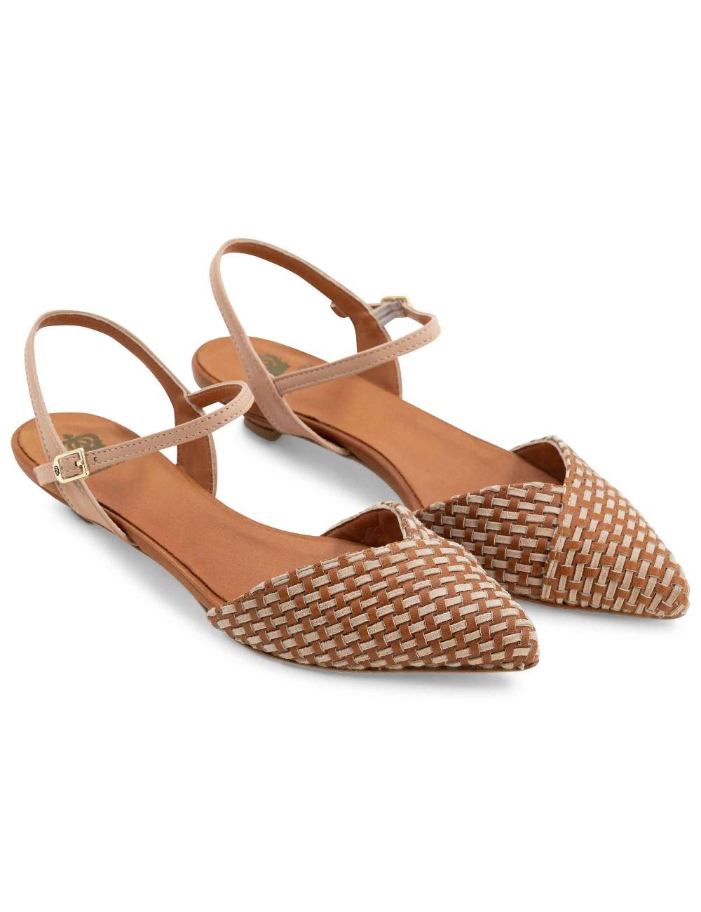 L'ARIANNA Ballerine BL1488/rt da donna in cuoio e nude con cinturino alla caviglia L'Arianna Saldi Di Fabbrica