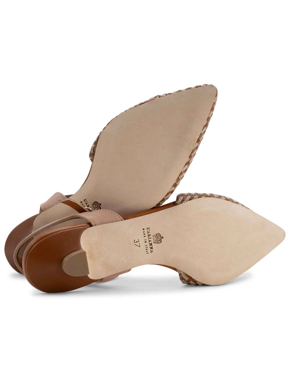L'ARIANNA Ballerine BL1488/rt da donna in cuoio e nude con cinturino alla caviglia L'Arianna Saldi Di Fabbrica