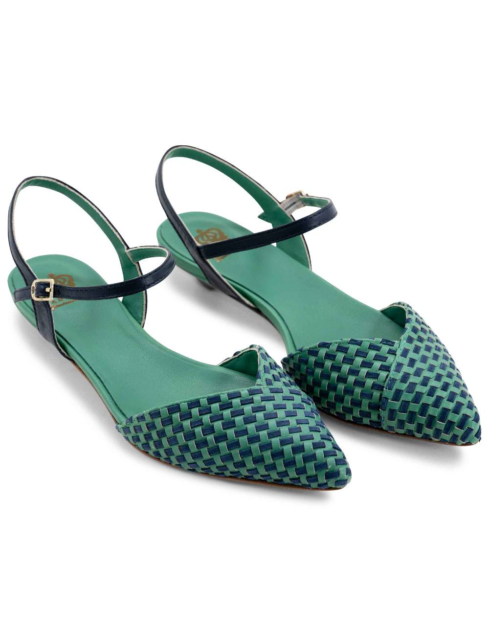 L'ARIANNA Ballerine BL1488/rt da donna in pelle verde e camoscio abisso con cinturino alla caviglia L'Arianna I Più Venduti
