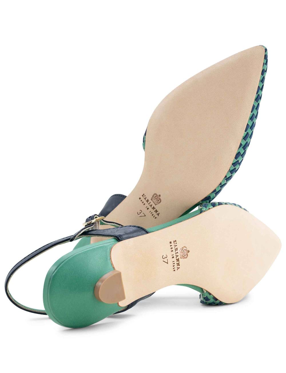 L'ARIANNA Ballerine BL1488/rt da donna in pelle verde e camoscio abisso con cinturino alla caviglia L'Arianna I Più Venduti